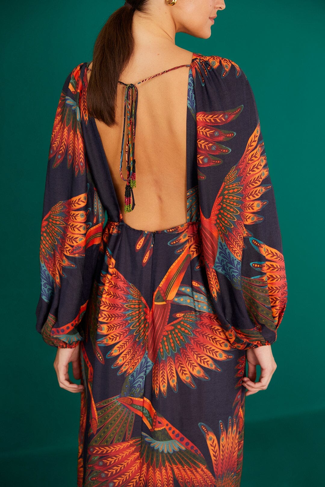 Robe longue Arabesque Toucans - Noir