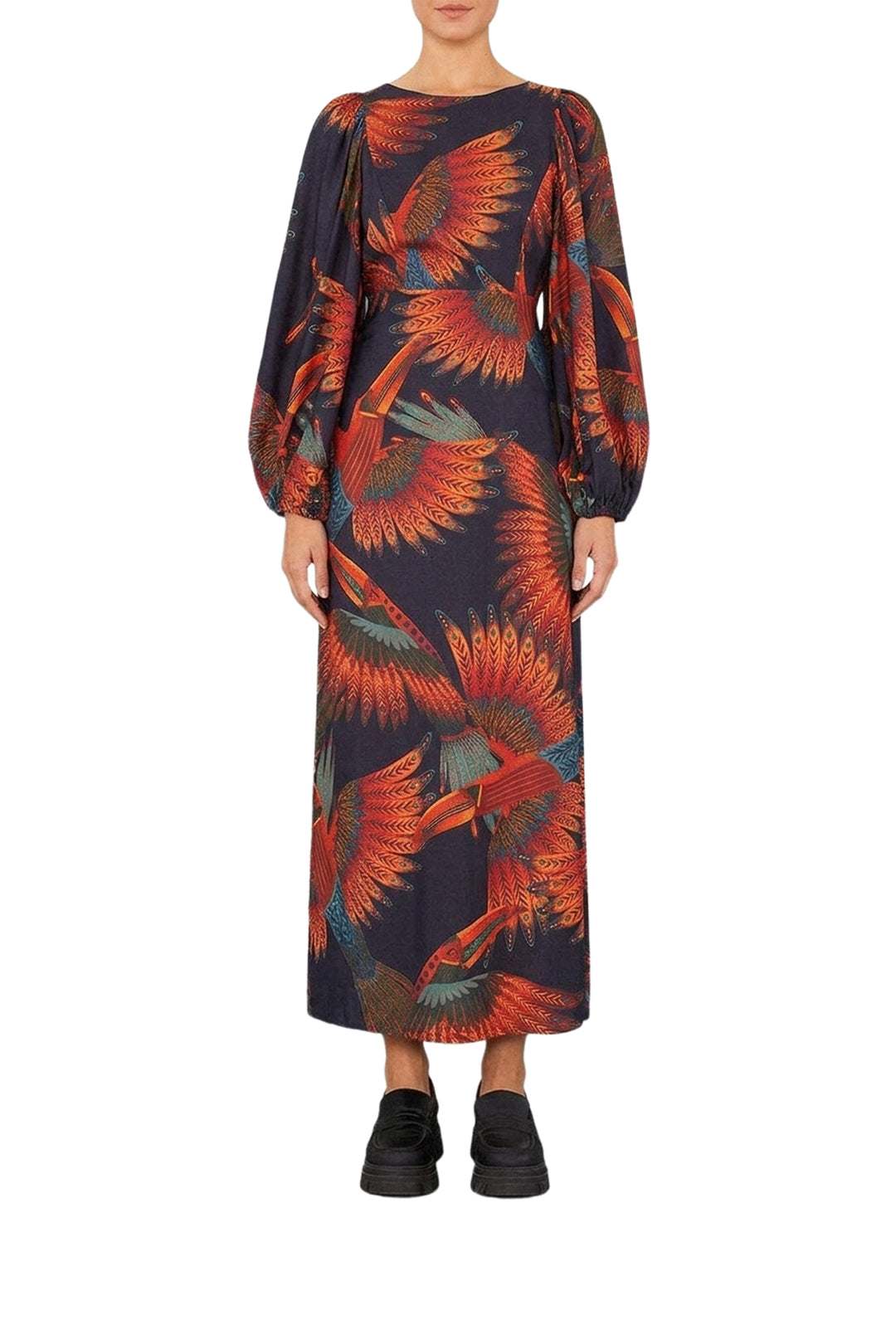 Robe longue Arabesque Toucans - Noir