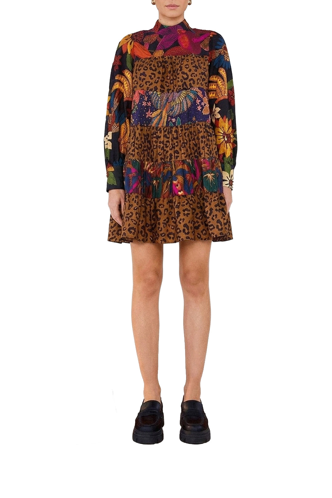 Robe courte Mixed Black Prints - Multicolore