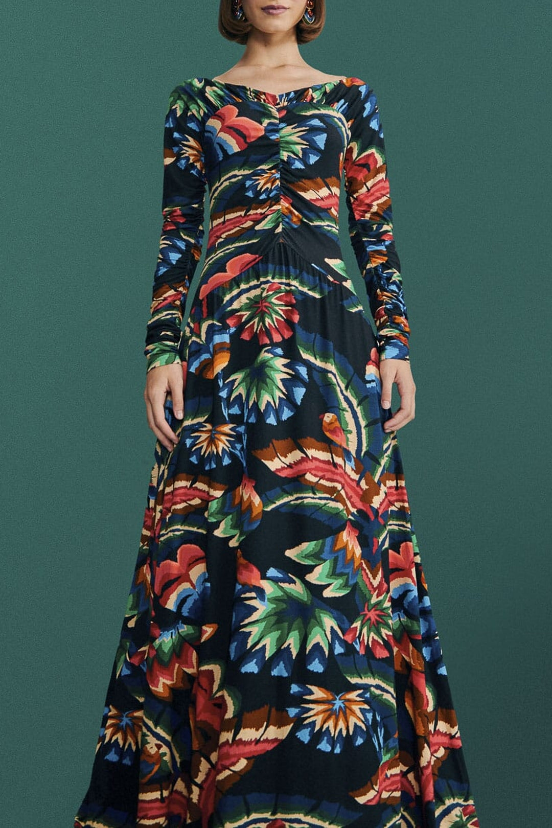 MEDIA OFF LINE_Robe Jersey Chevron Forest - Noir