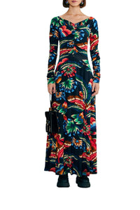 MEDIA OFF LINE_Robe Jersey Chevron Forest - Noir