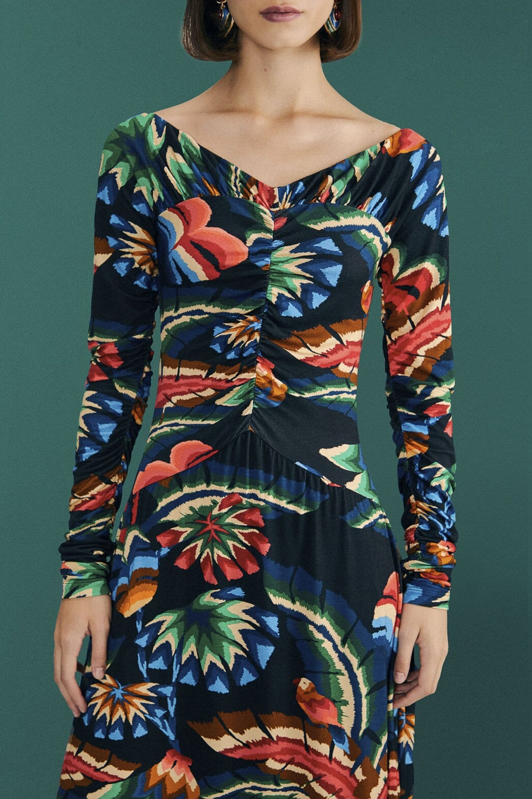 MEDIA OFF LINE_Robe Jersey Chevron Forest - Noir