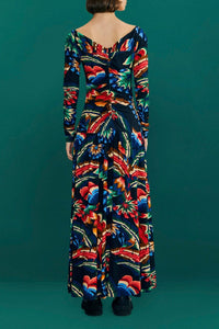 MEDIA OFF LINE_Robe Jersey Chevron Forest - Noir