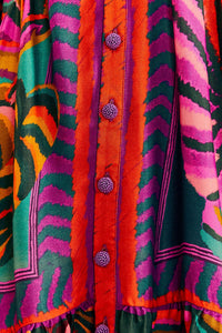 Robe courte Graphic Foliage - Rouge