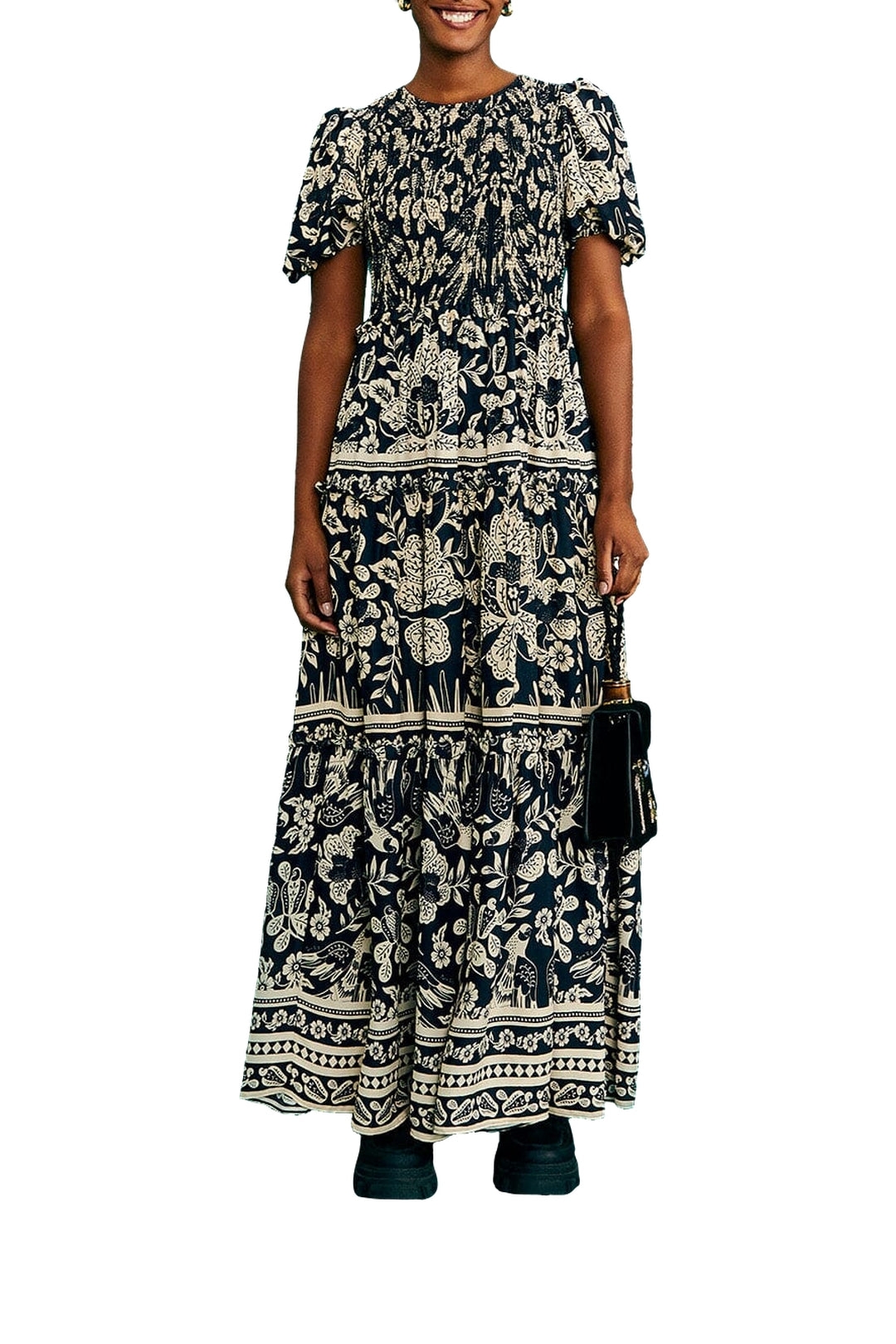 Robe longue Graphic Floral - Bleu