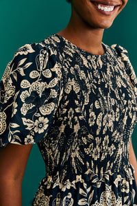 Robe longue Graphic Floral - Bleu