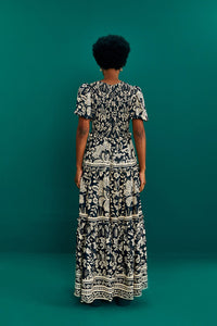 Robe longue Graphic Floral - Bleu