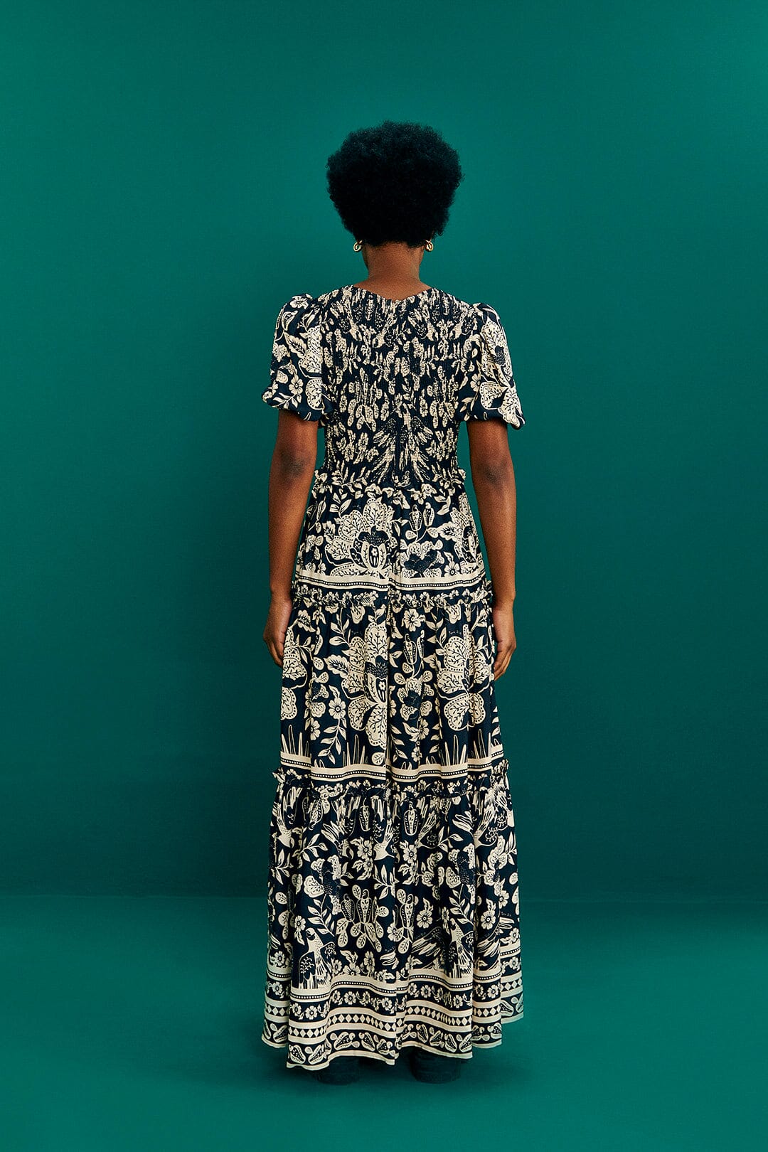 Robe longue Graphic Floral - Bleu