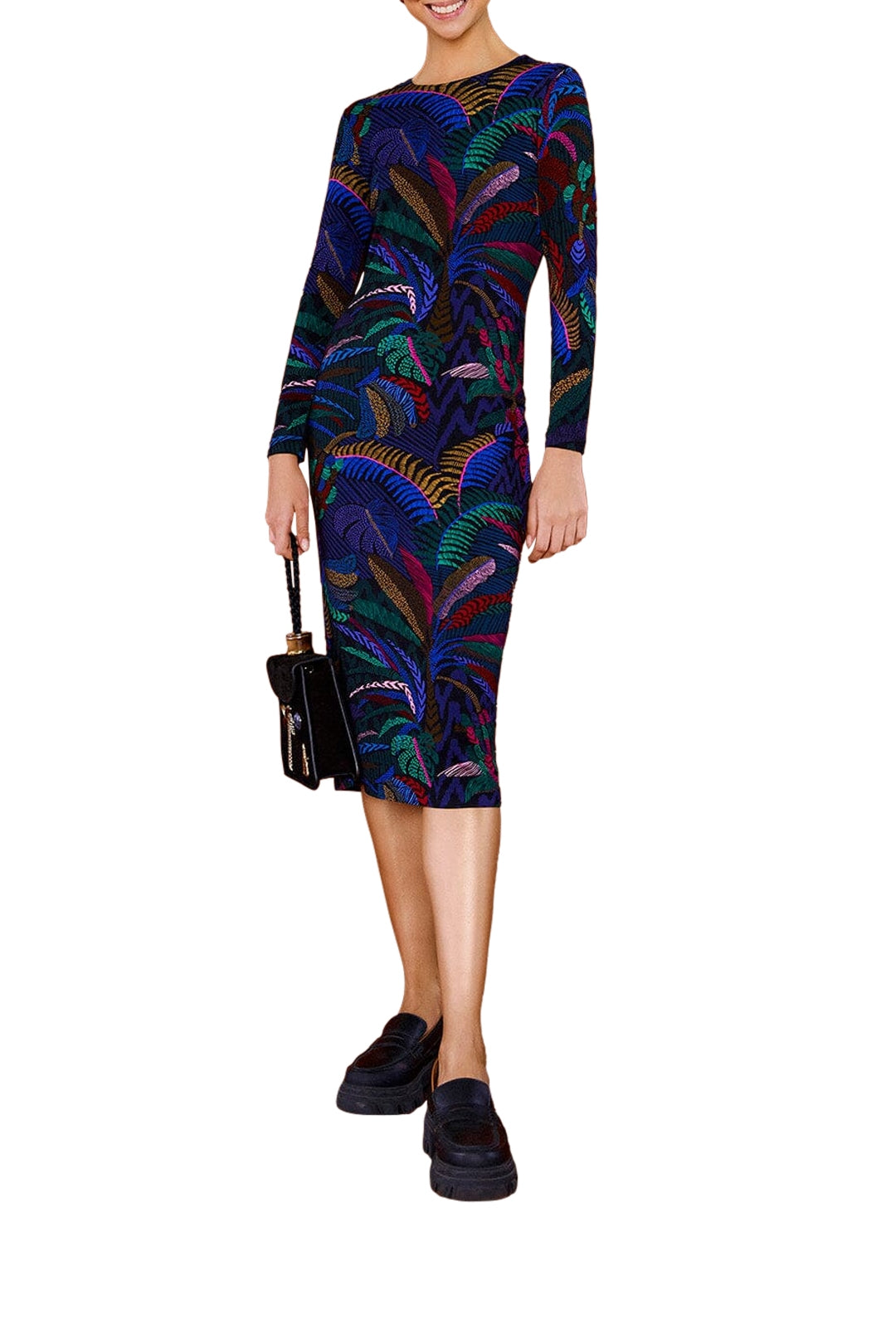 MEDIA OFF LINE_Robe midi Amazonia Night - Bleu
