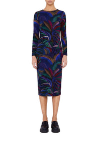Robe midi Amazonia Night - Bleu