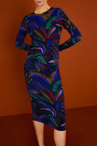 MEDIA OFF LINE_Robe midi Amazonia Night - Bleu