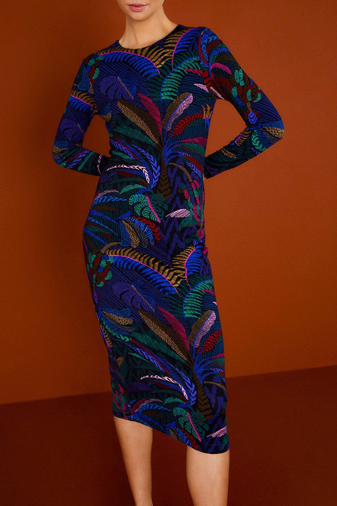 MEDIA OFF LINE_Robe midi Amazonia Night - Bleu
