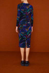 MEDIA OFF LINE_Robe midi Amazonia Night - Bleu