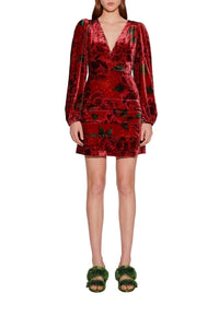 Robe courte Shiny Flowers - Rouge