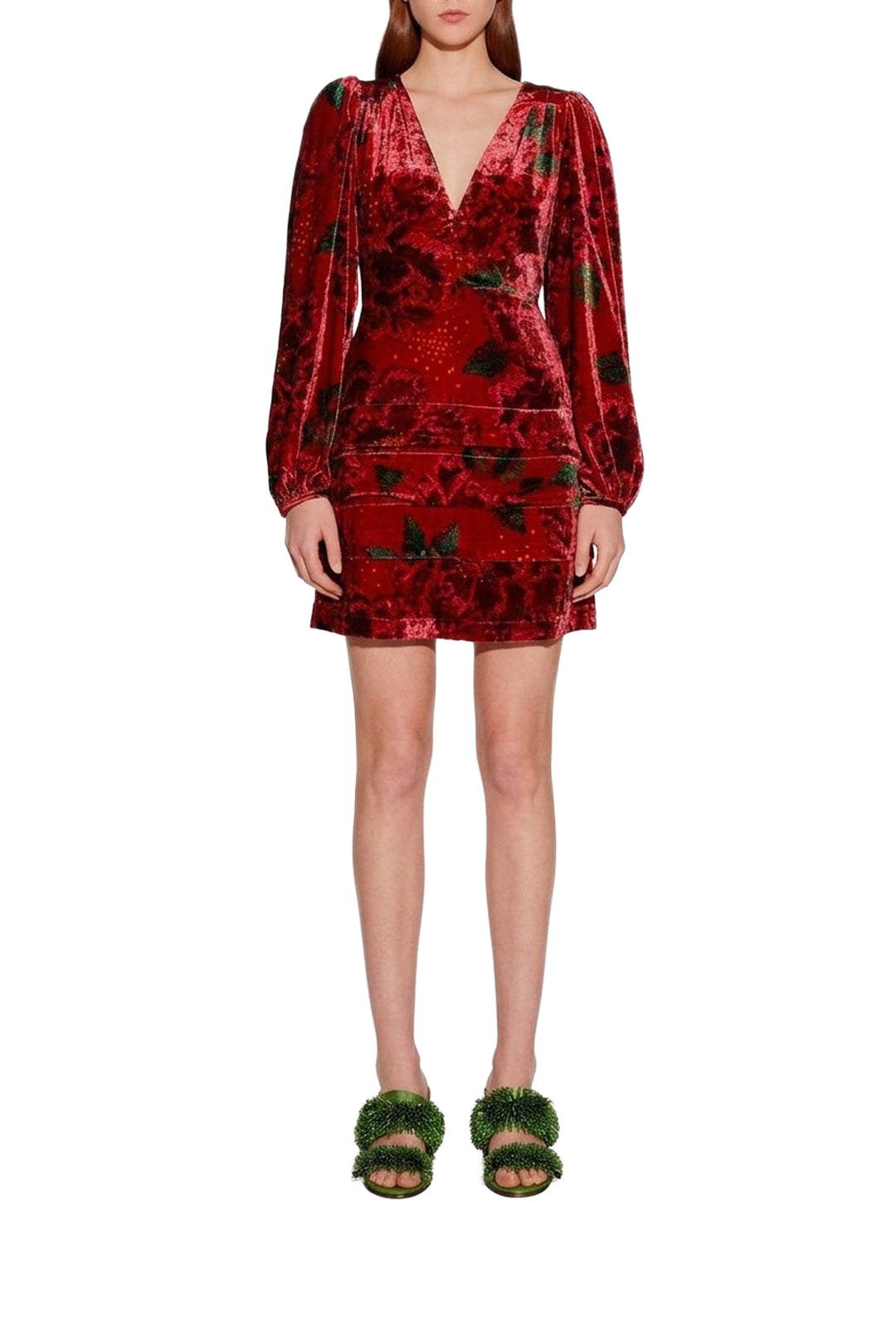 Robe courte Shiny Flowers - Rouge