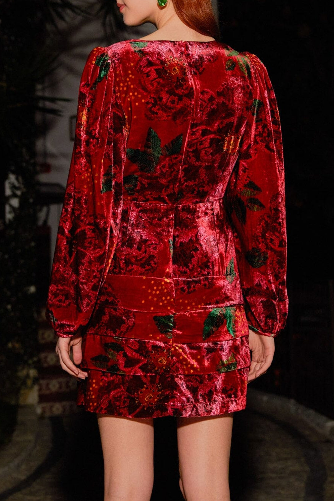 Robe courte Shiny Flowers - Rouge