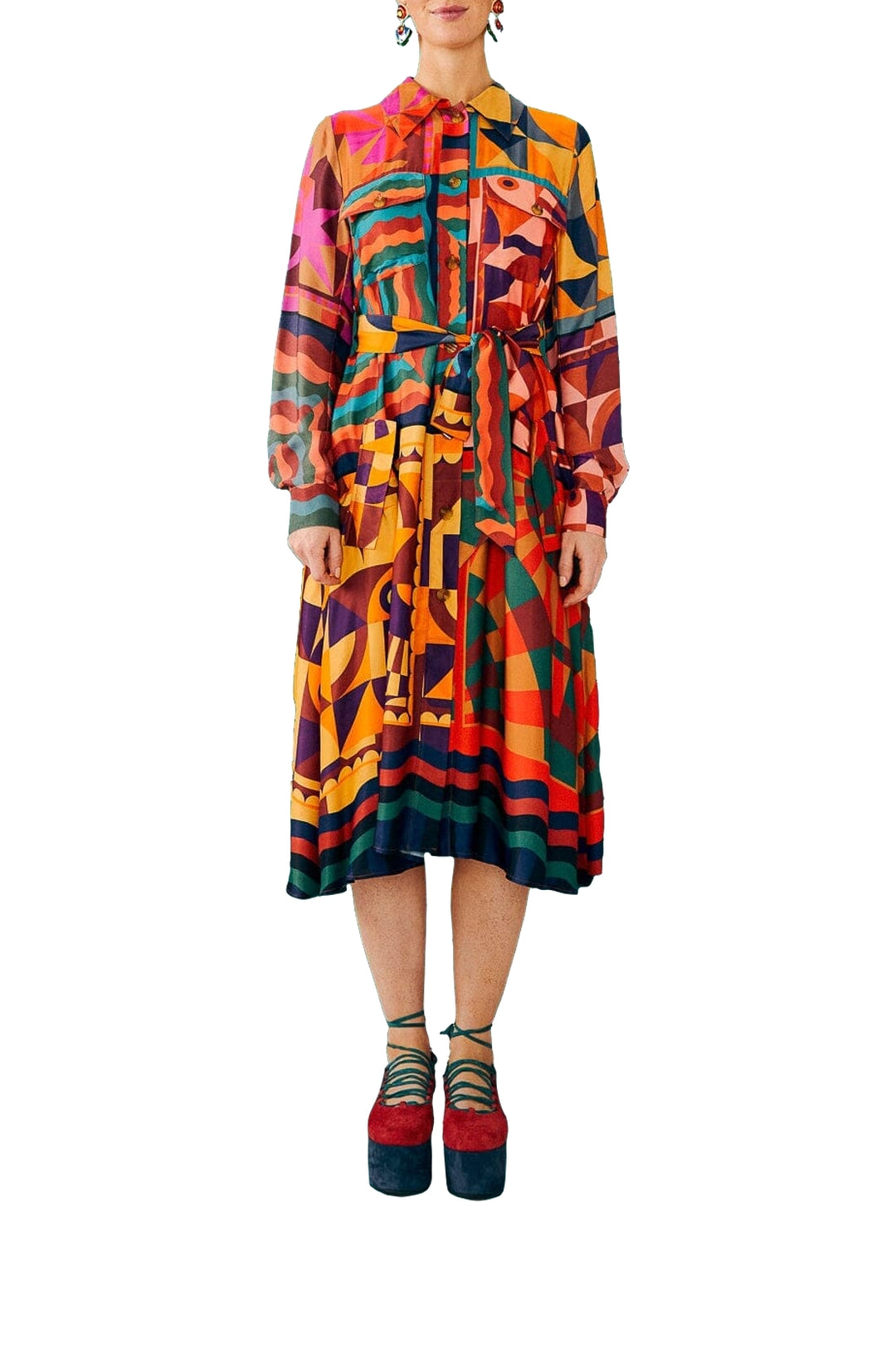 Robe midi chemise Graphic - Multicolore