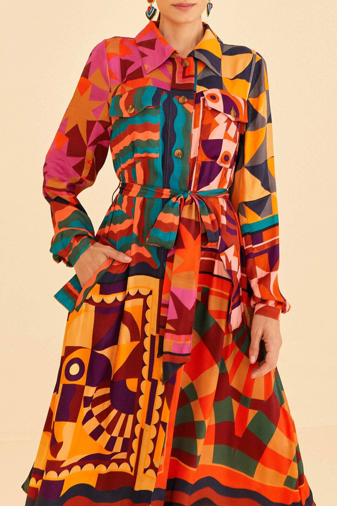 Robe midi chemise Graphic - Multicolore