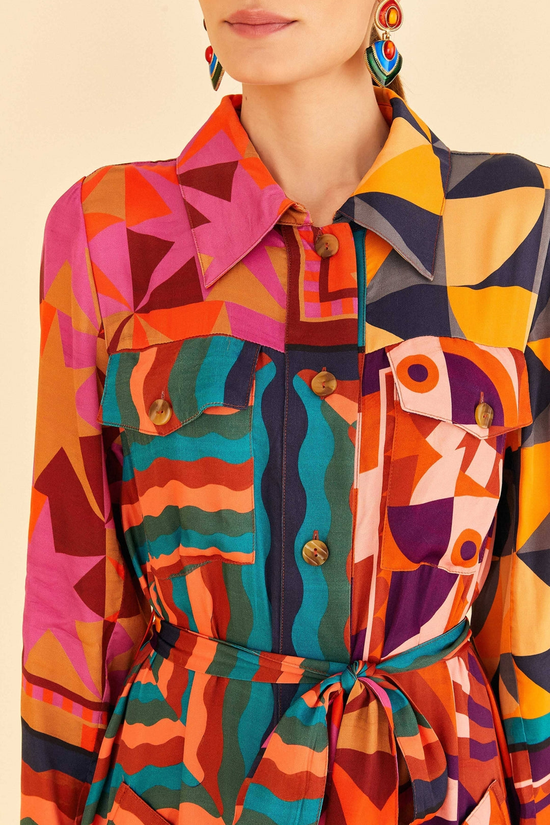 Robe midi chemise Graphic - Multicolore