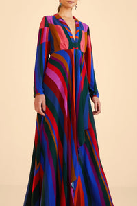 Robe longue Magic Stripes - Bleu