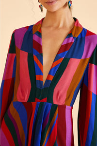 Robe longue Magic Stripes - Bleu