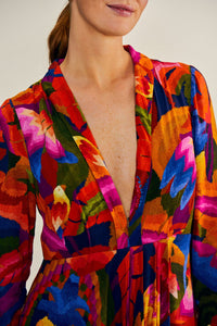MEDIA OFF LINE_Robe maxi Rainbow Forest - Rouge