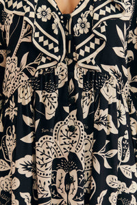 MEDIA OFF LINE_Robe mini Graphic Floral - Noir