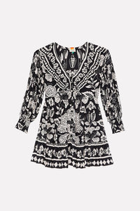 MEDIA OFF LINE_Robe mini Graphic Floral - Noir