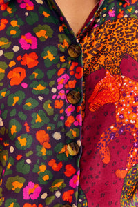 MEDIA OFF LINE_Chemise Bright Leopards - Rouge