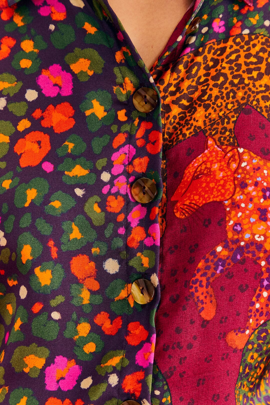 MEDIA OFF LINE_Chemise Bright Leopards - Rouge