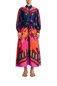 Robe longue Graphic en foulard - Rose