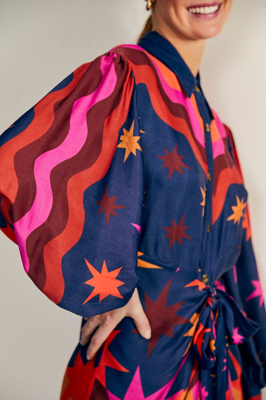 Robe longue Graphic en foulard - Rose