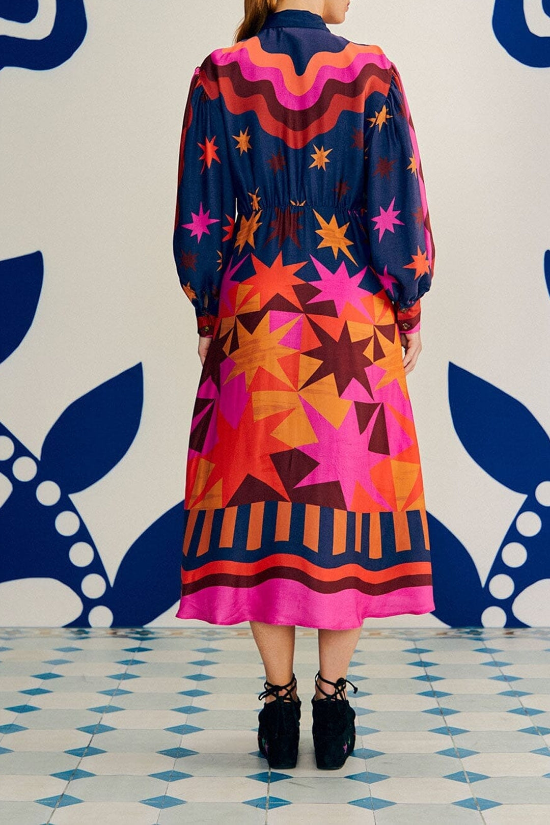 Robe longue Graphic en foulard - Rose