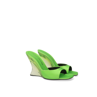 SERGIO ROSSI Mules Evangelie 100 en satin - Vert