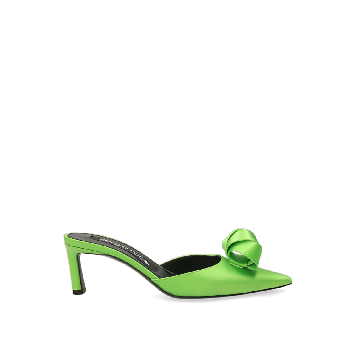 SERGIO ROSSI Bigoudi 60 satin mules - Green
