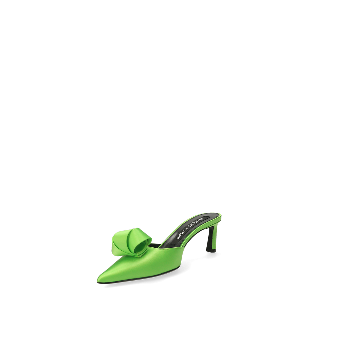 SERGIO ROSSI Bigoudi 60 satin mules - Green