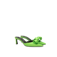 SERGIO ROSSI Bigoudi 60 satin mules - Green