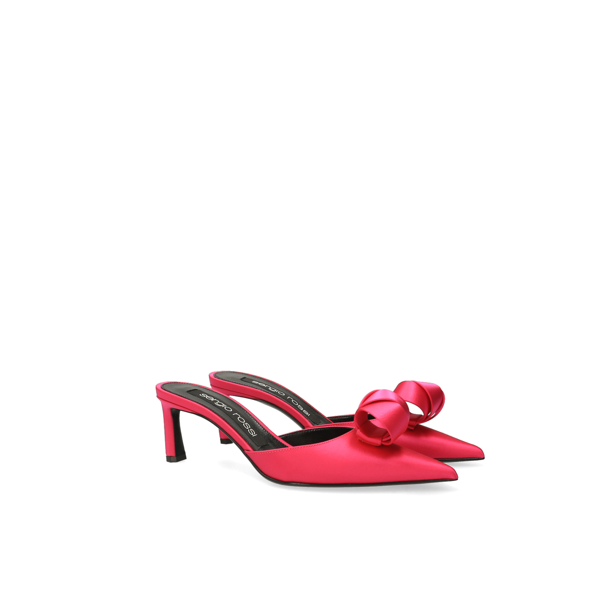 SERGIO ROSSI Mules Bigoudi 60 en satin - Fuschia