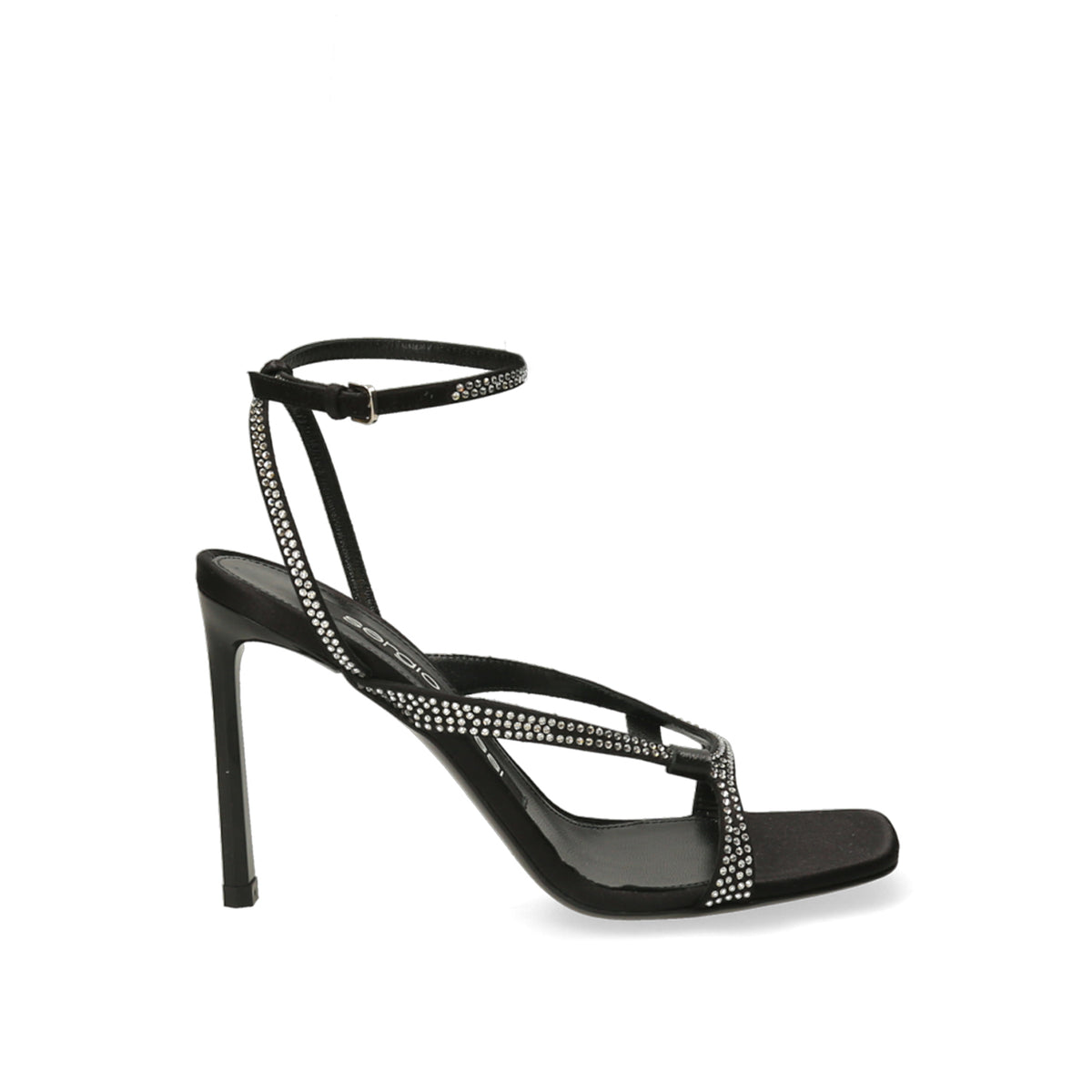 SERGIO ROSSI Aracne 95 satin sandals - Black