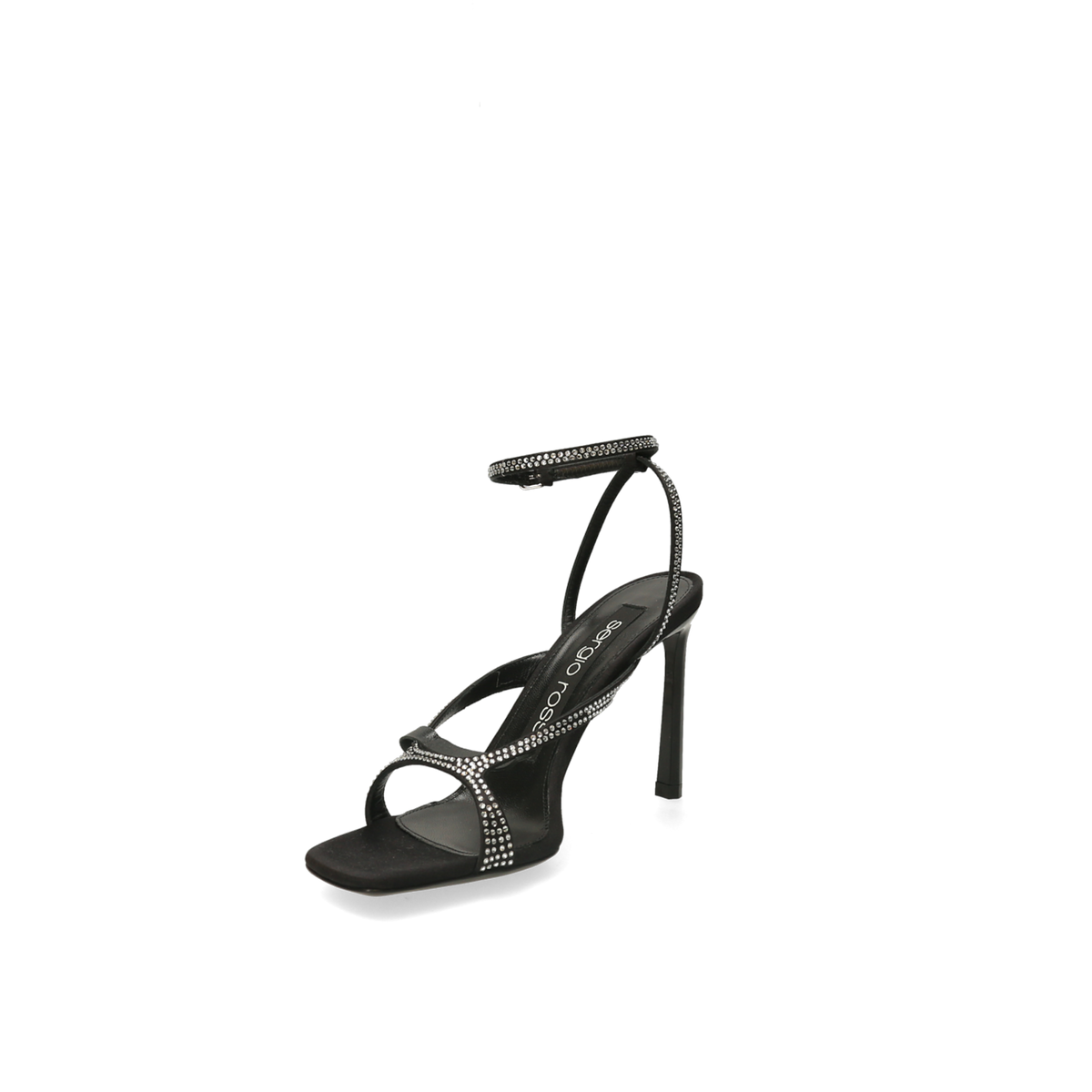 SERGIO ROSSI Aracne 95 satin sandals - Black