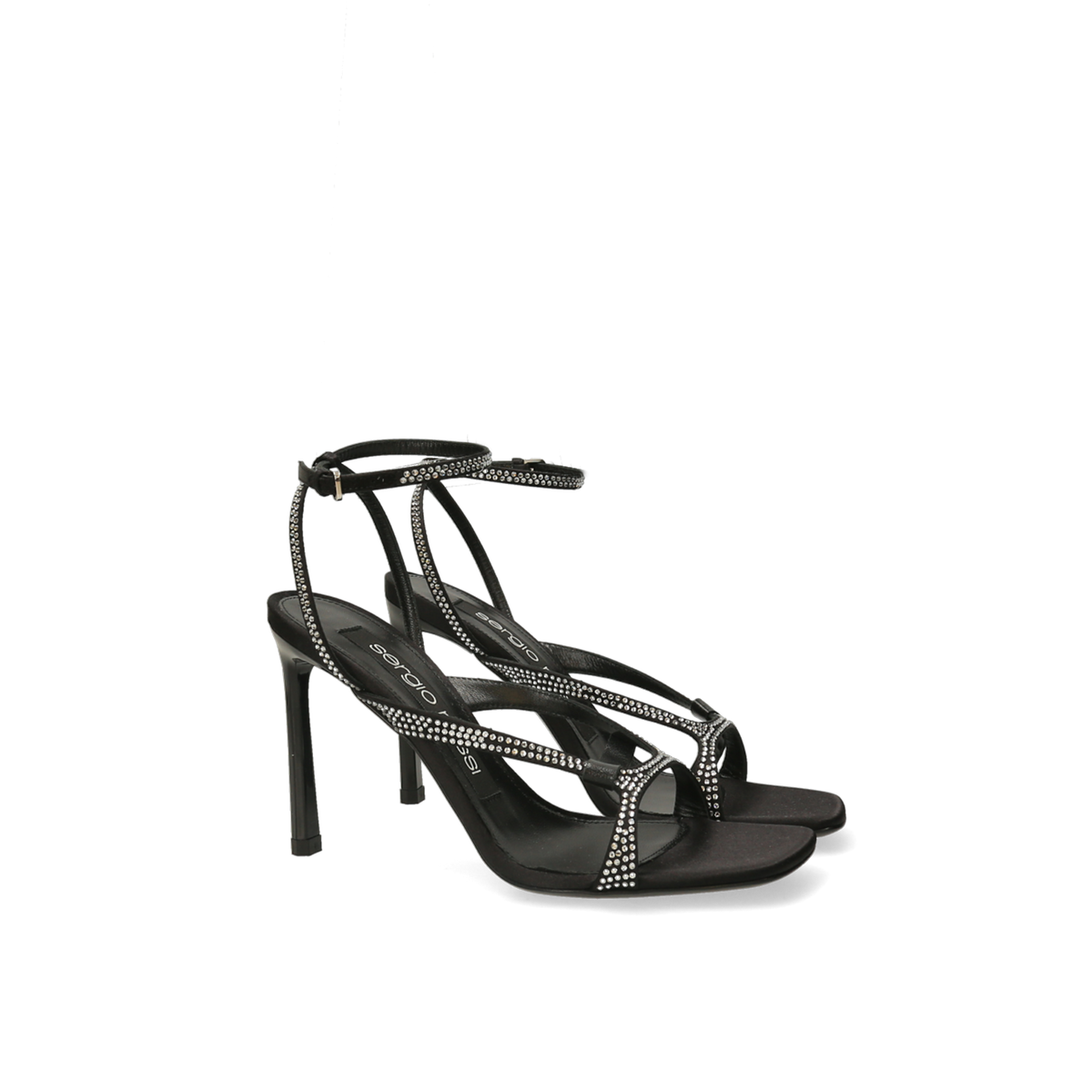 SERGIO ROSSI Aracne 95 satin sandals - Black