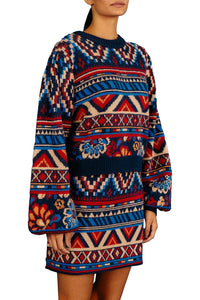 MEDIA OFF LINE_Jupe courte Ainika Tapestry - Bleu