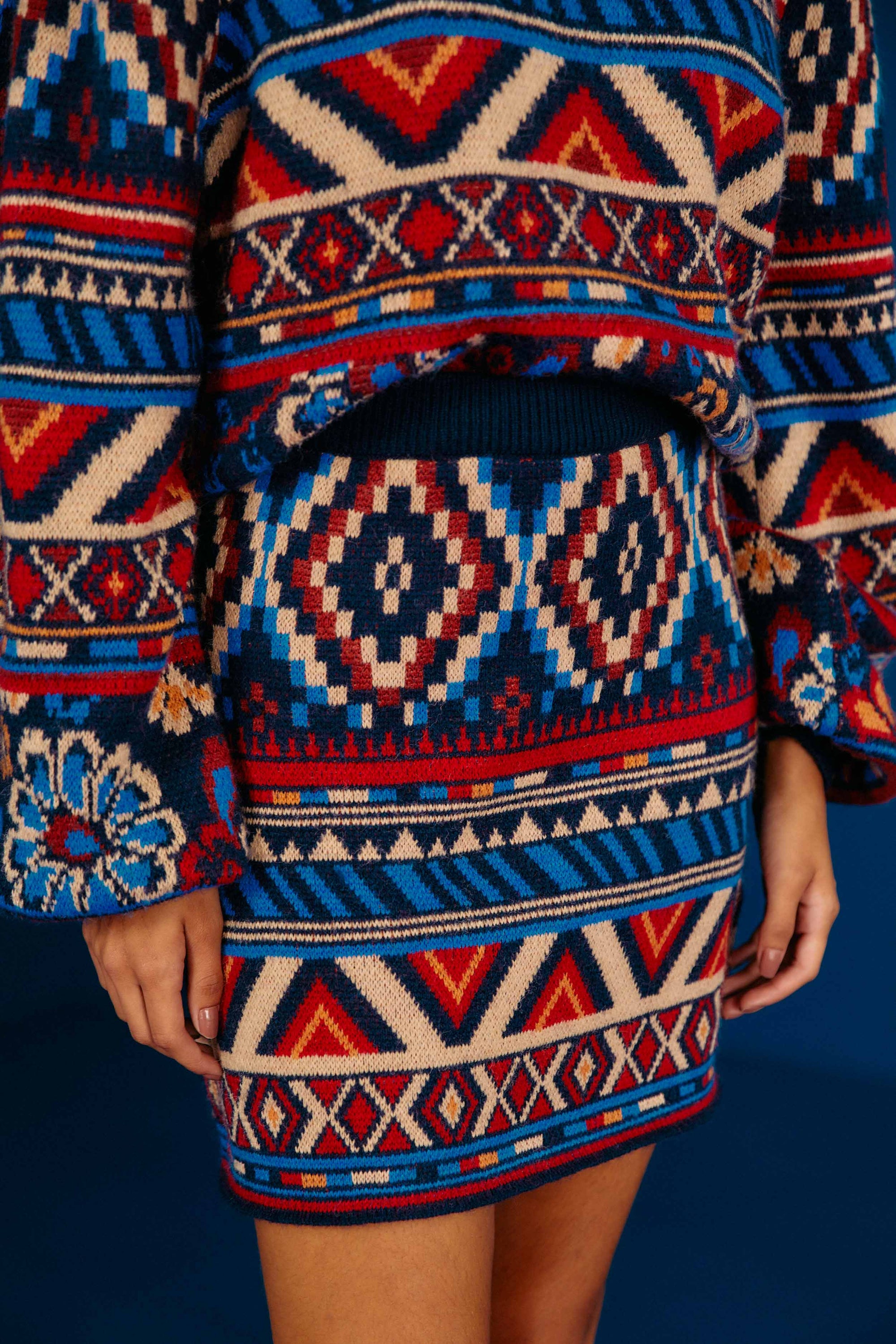 MEDIA OFF LINE_Jupe courte Ainika Tapestry - Bleu