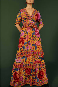 Robe longue Floral Dream - Jaune