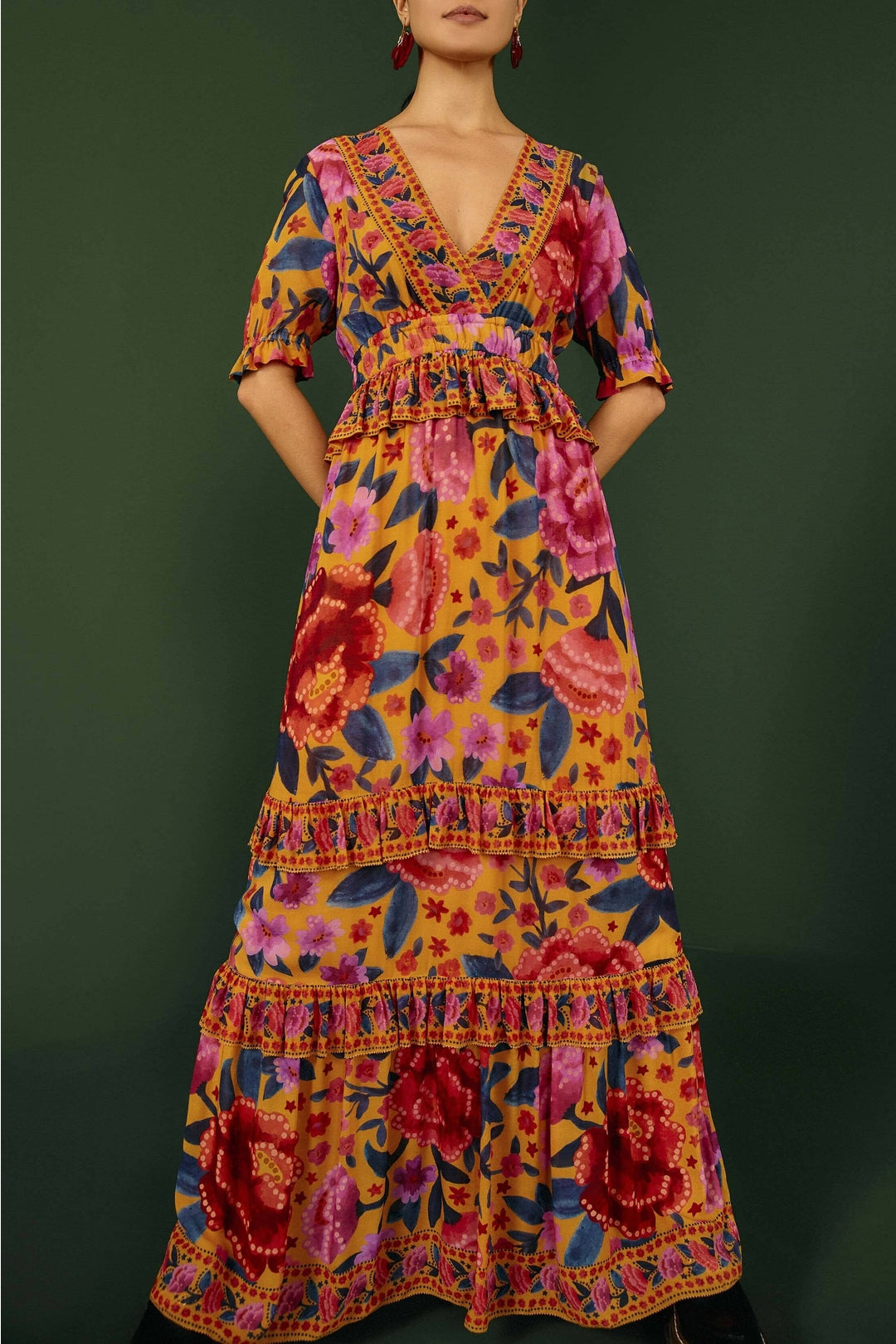 Robe longue Floral Dream - Jaune