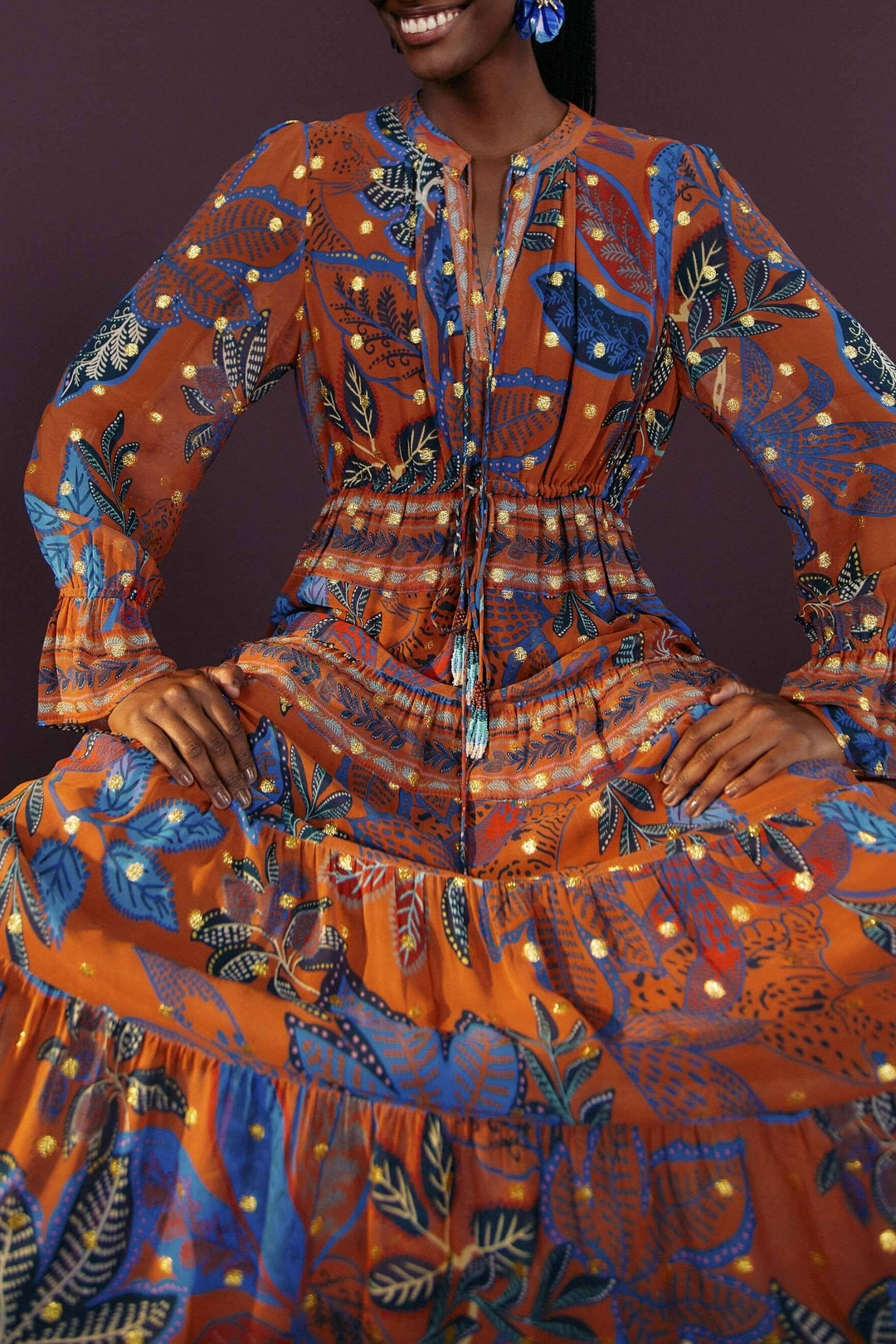 Robe longue Wild Jungle - Marron