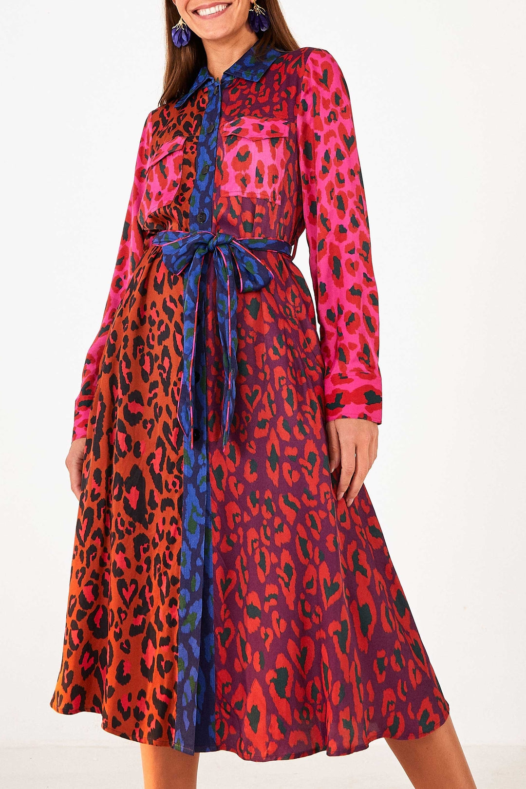 MEDIA OFF LINE_Robe midi Léopard Pop en coton - Multicolore