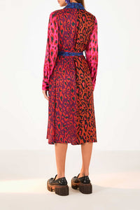 MEDIA OFF LINE_Robe midi Léopard Pop en coton - Multicolore