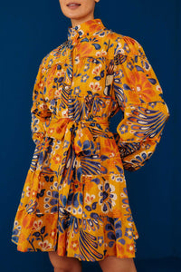 MEDIA OFF LINE_Robe mini Pineapple Flowers - Jaune