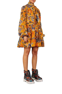 MEDIA OFF LINE_Robe mini Pineapple Flowers - Jaune